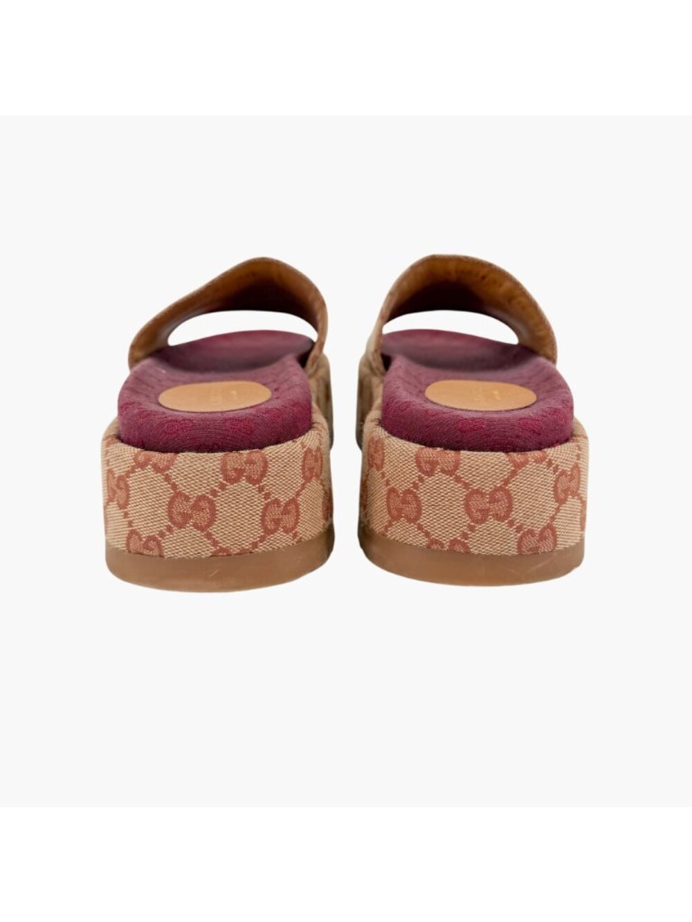 Gucci Angelina Platform Slide Sandals Beige GG Canvas Size 37 US 7 Women's - Picture 7 of 15